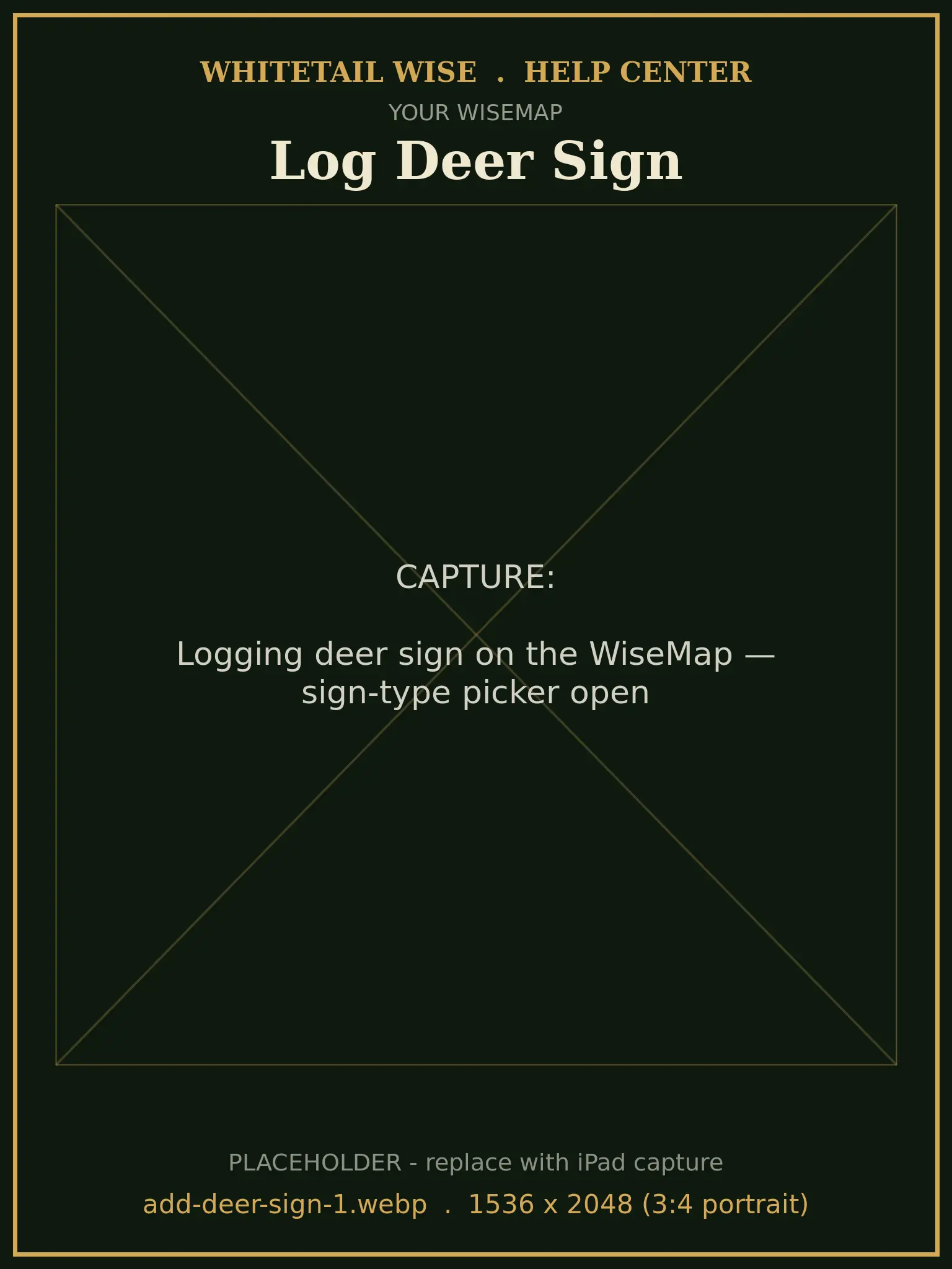 Logging deer sign on the WiseMap — sign-type picker open