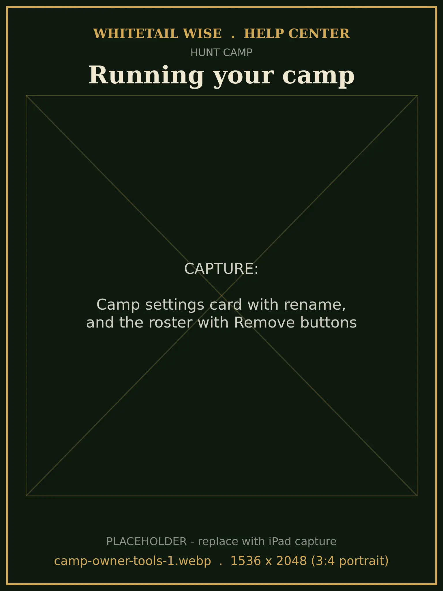 Camp settings card with rename, and the roster with Remove buttons