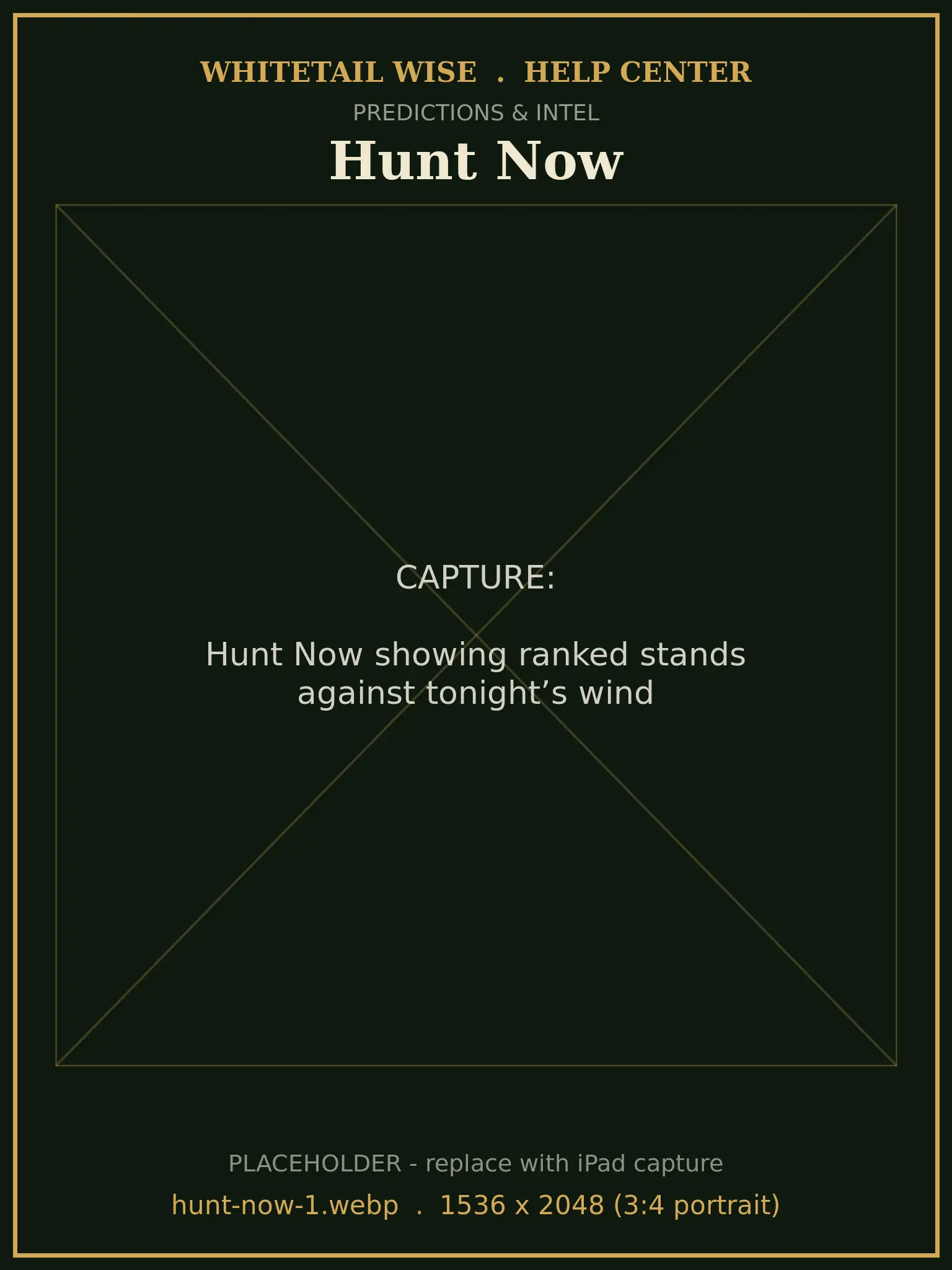 Hunt Now showing ranked stands against tonight’s wind